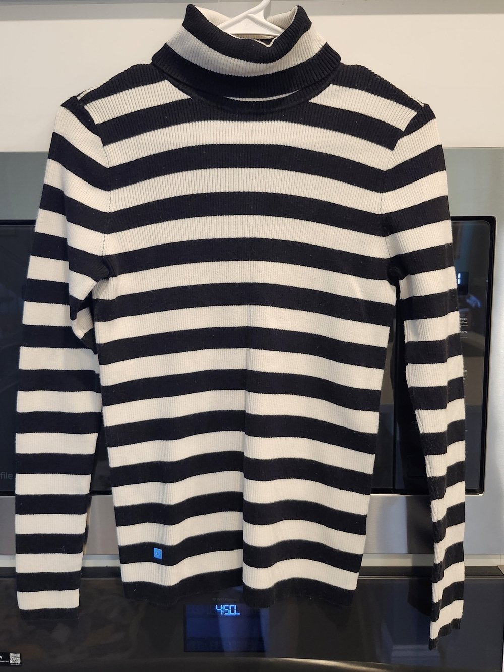 Lauren Ralph Lauren Black and White Striped Turtleneck Sweater